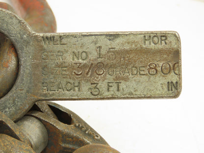 Renfroe Model TL 1 Ton Plate Lifting Clamps 1" to 1-1/2" Grip 2-Leg Chain Sling