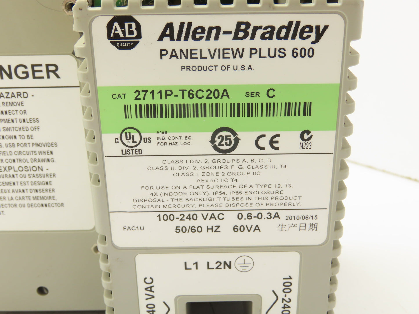 Allen Bradley 2711P-T6C20A Panelview Plus 600 Ser C Broken Housing