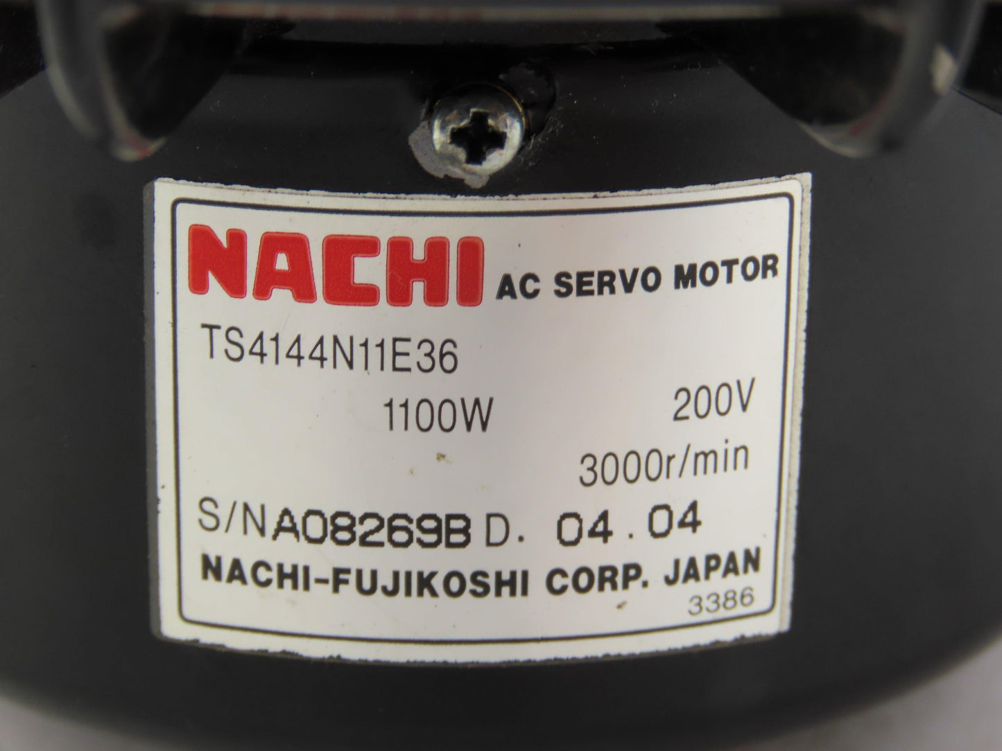 Nachi-Fujikoshi TS4144N11E36 AC Servo Motor 3000 RPM 200V 1100W 5/8" Shaft