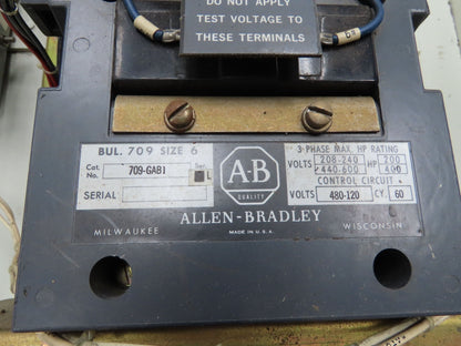 Allen Bradley 709-GAB1 Motor Starter 400Hp 480V NEMA Size 6 Kato Engineering