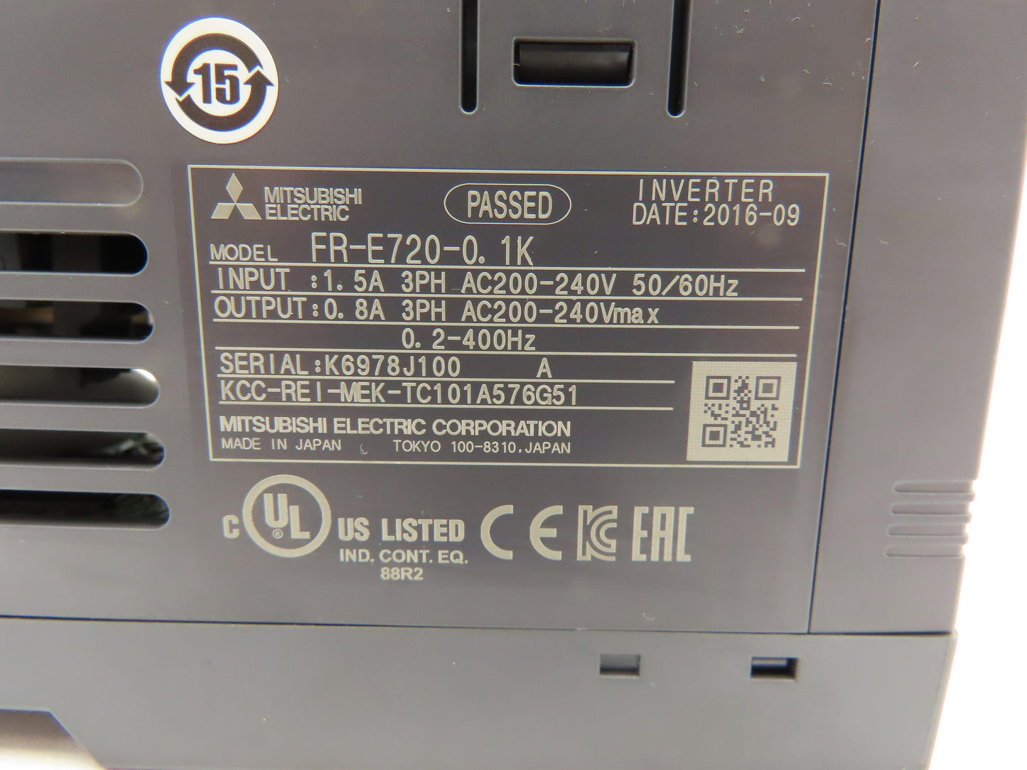 Mitsubishi Electric FR-E720-0.1K Freqrol E700 VFD Drive 1/8HP 3PH 240V
