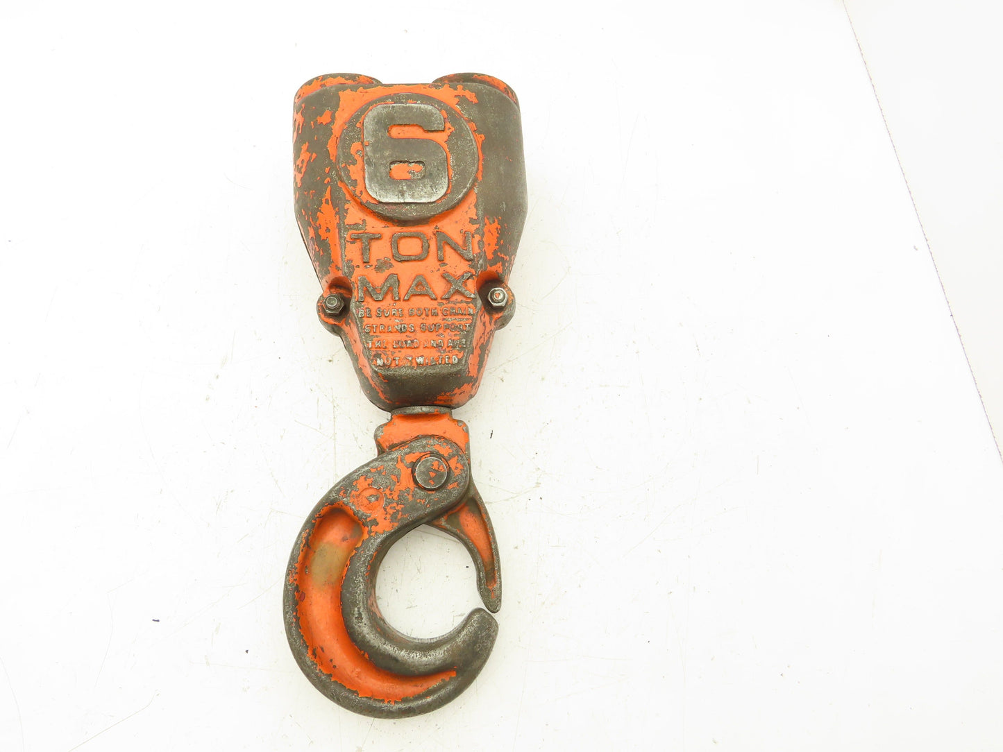 CM Lodestar XL 6 Ton Lower Hook Block Double Reeved Chain Latchlok Orange