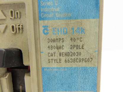 Westinghouse EHD-2P EHD 14k Industrial Circuit Breaker 30A 480V 2 Pole