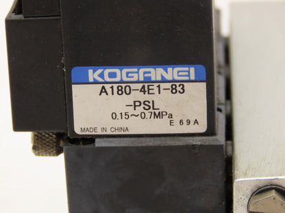 Koganei A180-4E1-83-PSL Pneumatic Solenoid Valve 4-Station Manifold 24VDC