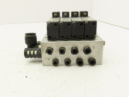 Koganei A180-4E1-83-PSL Pneumatic Solenoid Valve 4-Station Manifold 24VDC