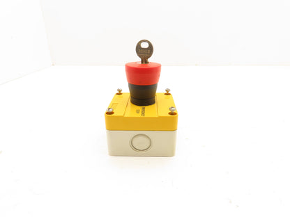 Baco LBX11302 Red E-Stop Key Reset Enclosure 3x3"