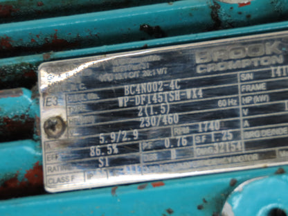 Brook Crompton BC4N002-4C VFD Duty AC Motor 2Hp 1740rpm 230/460V 3PH 145TC TEFC