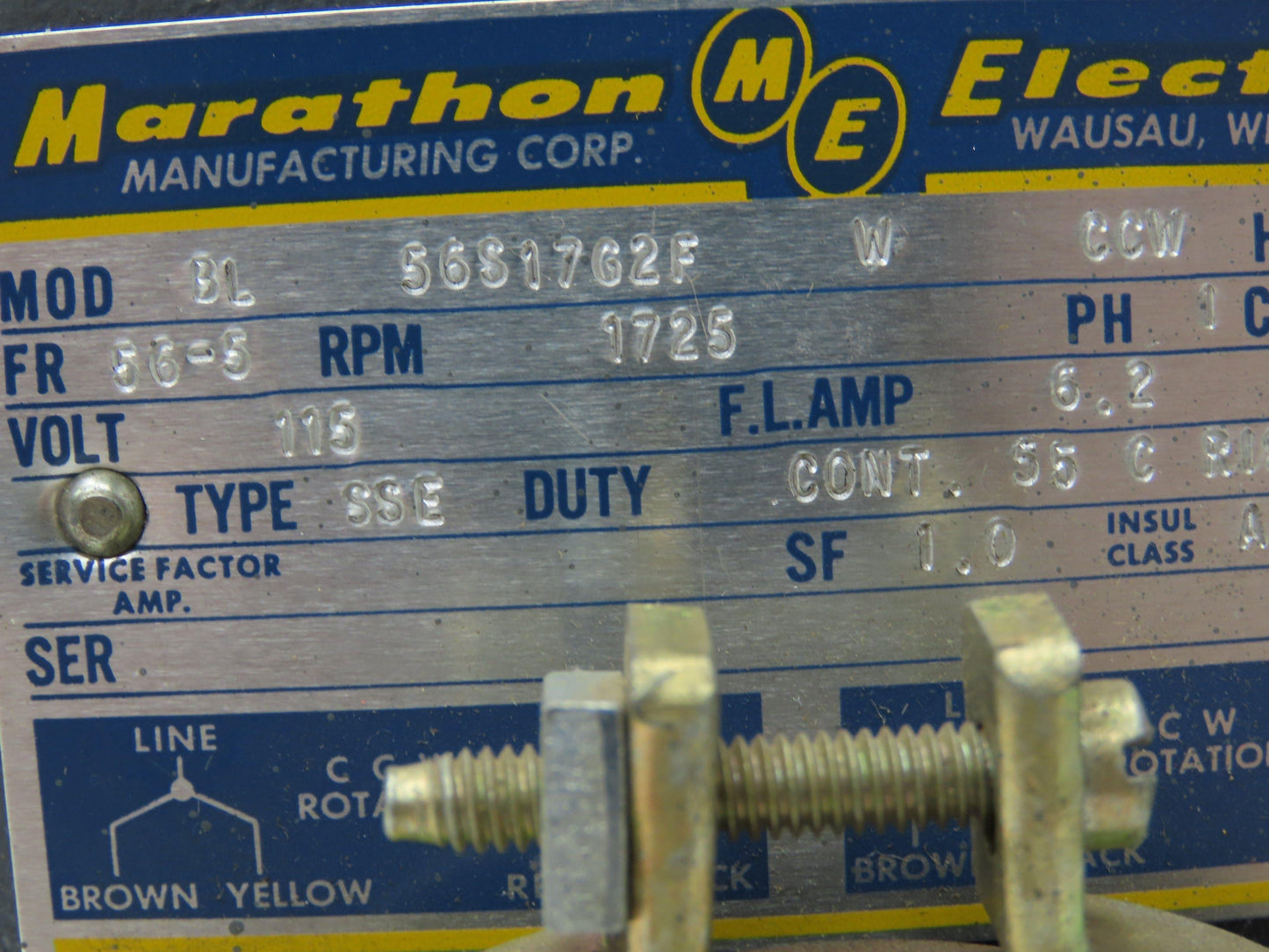 Marathon Electric M28084 AC Motor 1/3Hp 1725rpm 115V 1PH Single Phase 56-5 Frame