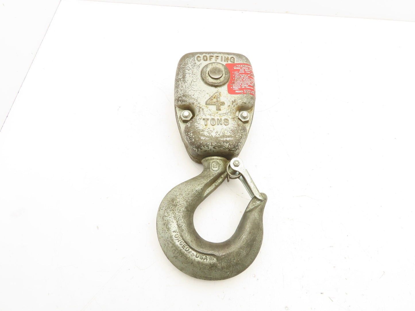 Coffing 4 Ton Chain Hoist Lower Hook Block Assembly Double Reeved