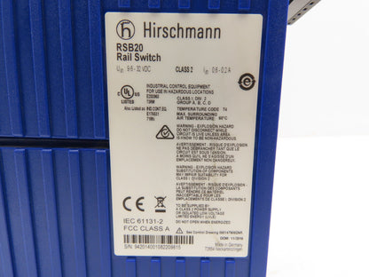Hirschmann RSB20-0800T1T1SAABHH05.3.06 PLC Rail Switch Module