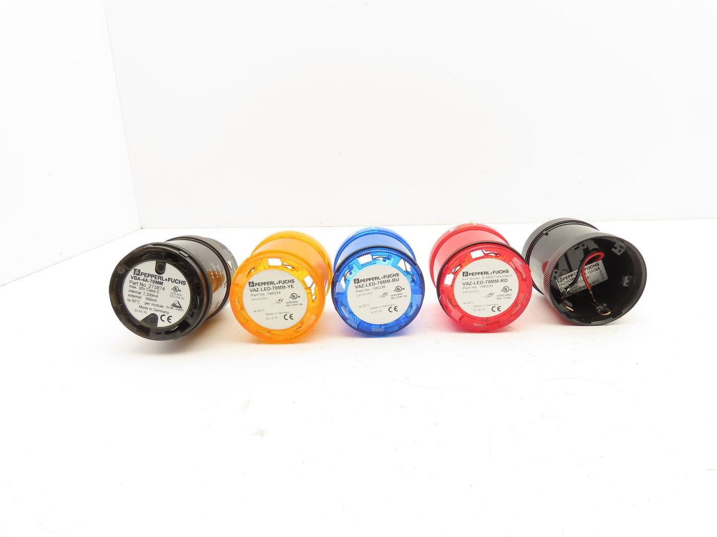 Pepperl+Fuchs VBA-4A-70MM VAZ-LED Stack Light Tower w/Horn Red Blue Amber 24V