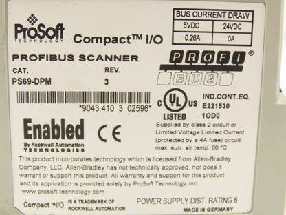 ProSoft PS69-DPM Profibus Compact I/O Scanner Module