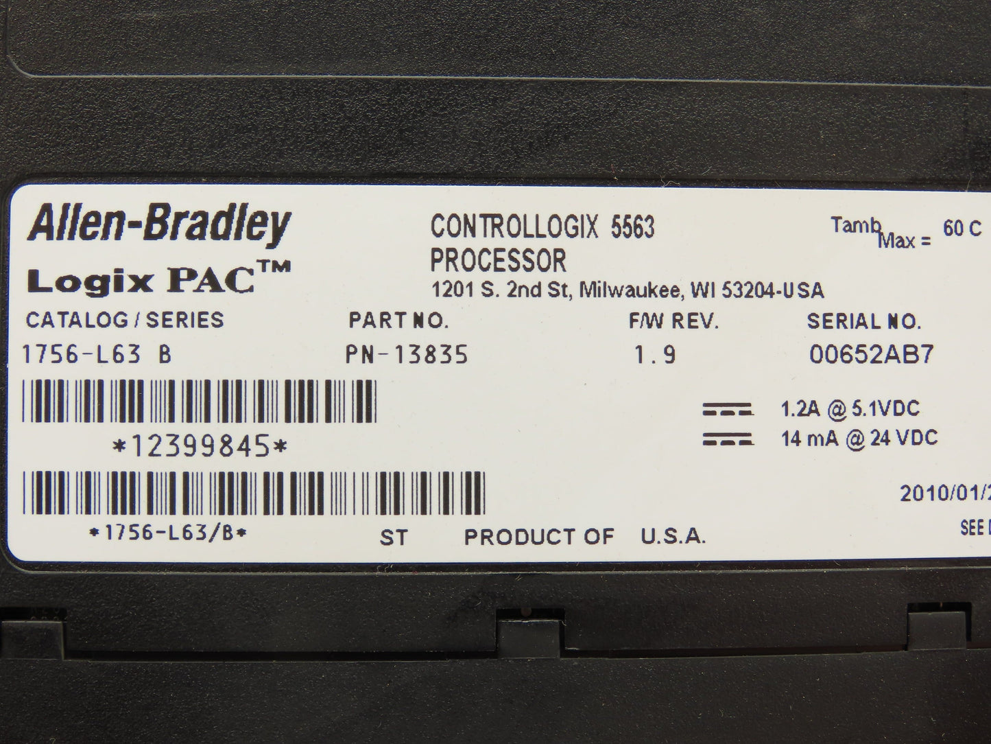 Allen Bradley 1756-L63 Logix PAC PLC Processor Controller Module