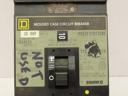 Square D FA36030 I-Line Circuit Breaker 30A 3 Pole 600V Plug-On Ser 2 Gray Face