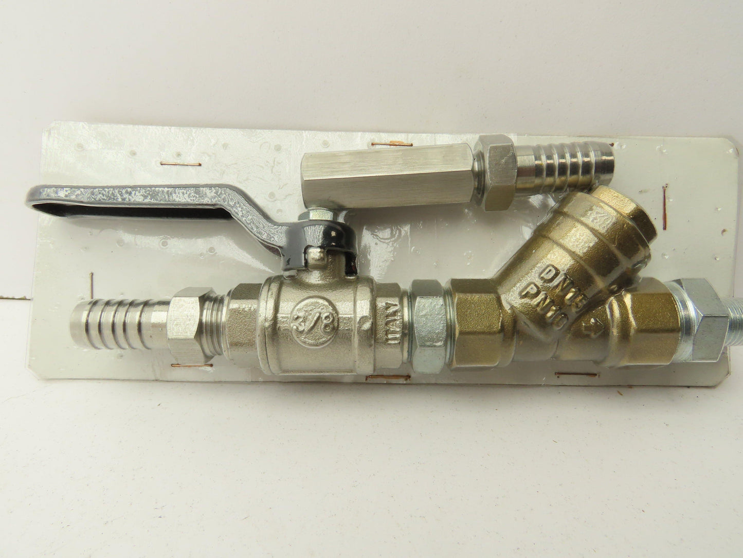 Strobbe NC1006 Stainless Ball Valve 3/8" Brass Y Strainer DN15 PN16 Barb 1/2" OD