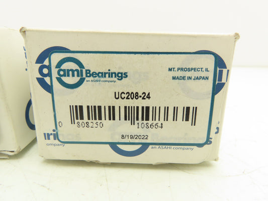 AMI UC208-24 Ball Insert Bearing 1-1/2" Bore Lot of 2