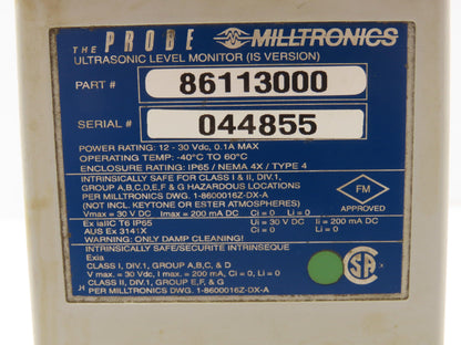 Milltronics 86113000 The Probe Ultrasonic Liquid Level Measure 2" Tank Monitor