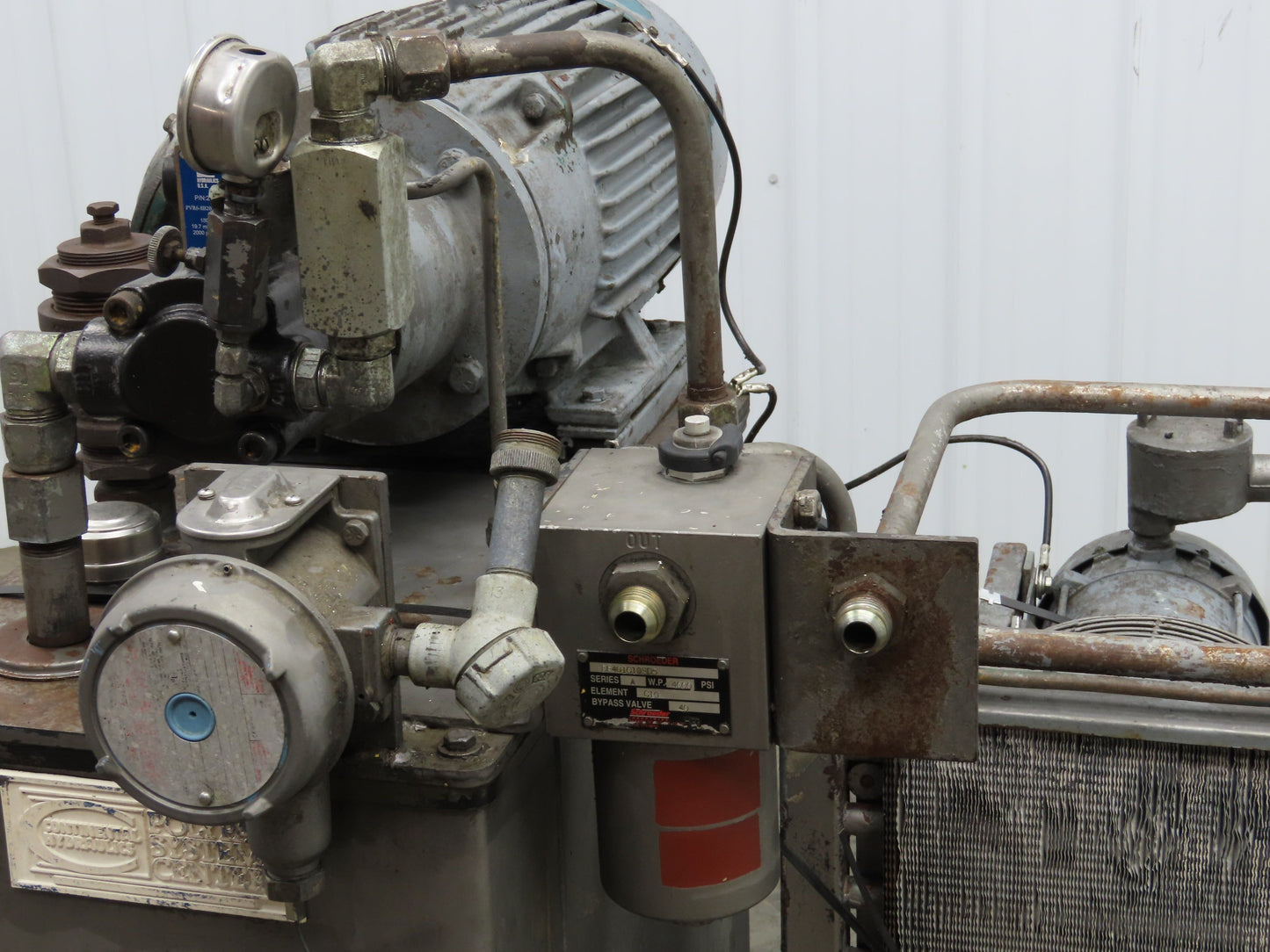 Continental Hydraulic Power Unit 20 Gal 2000psi 8gpm Pump 10hp 460V w/Oil Cooler