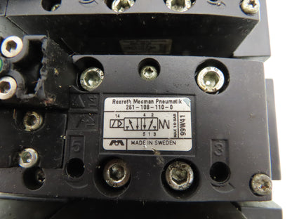 Rexroth 261-108-110-0 Pneumatic 5-Station Manifold Solenoid Valve 24V Coil