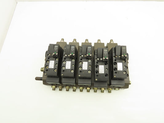 Rexroth 261-108-110-0 Pneumatic 5-Station Manifold Solenoid Valve 24V Coil