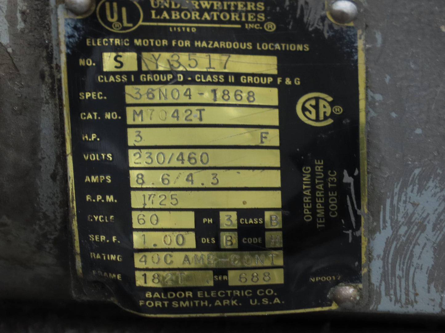 Continental Hydraulic Power Unit 20 Gal 1000psi 8gpm Pump 3Hp 460V w/Oil Cooler