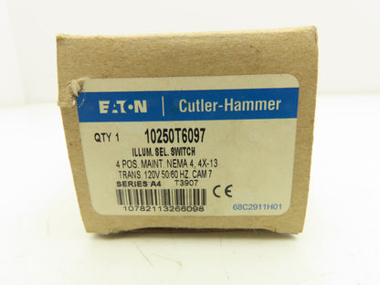 Eaton Cutler-Hammer 10250T6097 Illuminated Selector Switch 4-Position 30mm