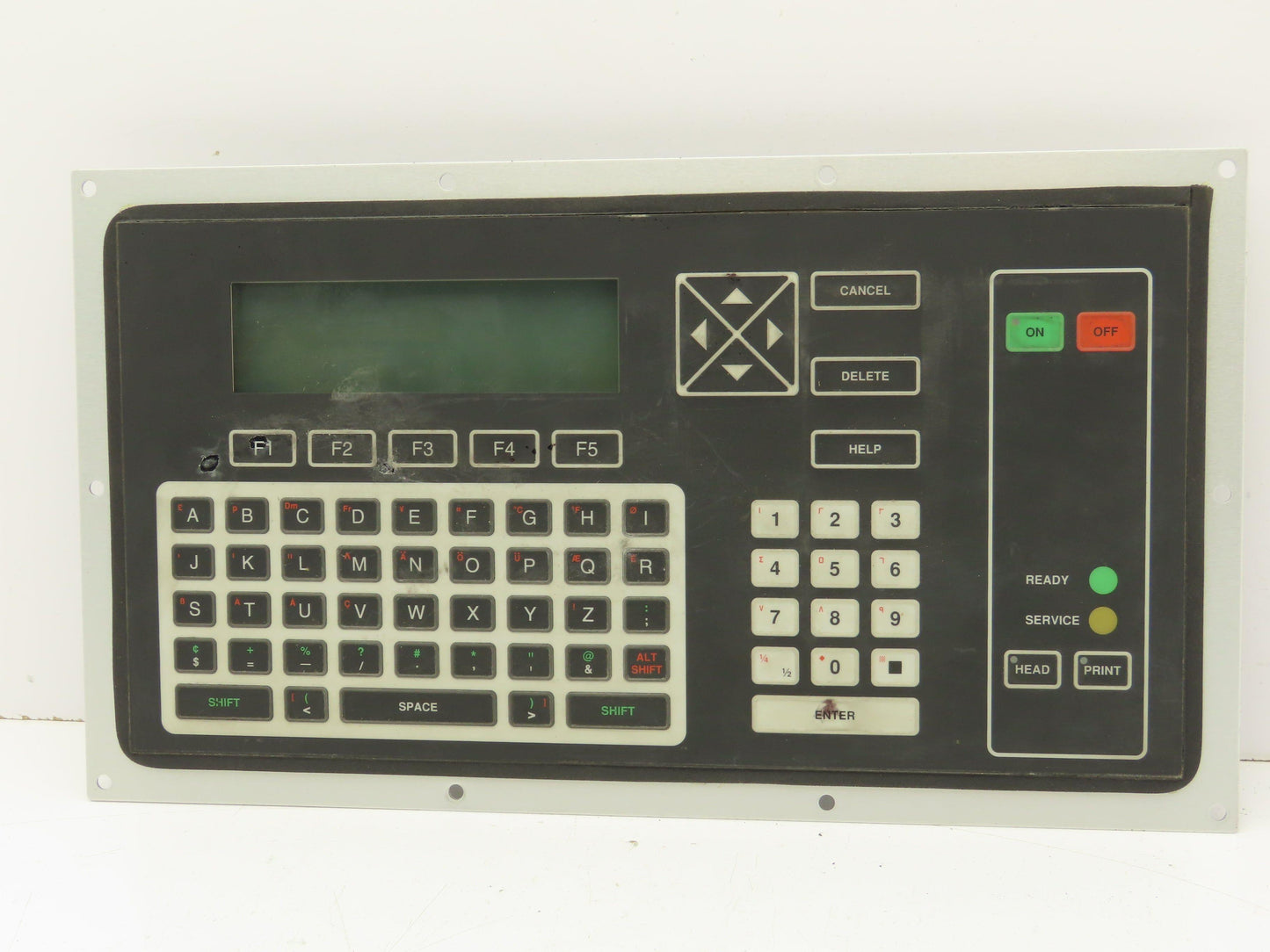 VideoJet Excel Ink Jet Printer Keyboard Interface Panel LCD Display