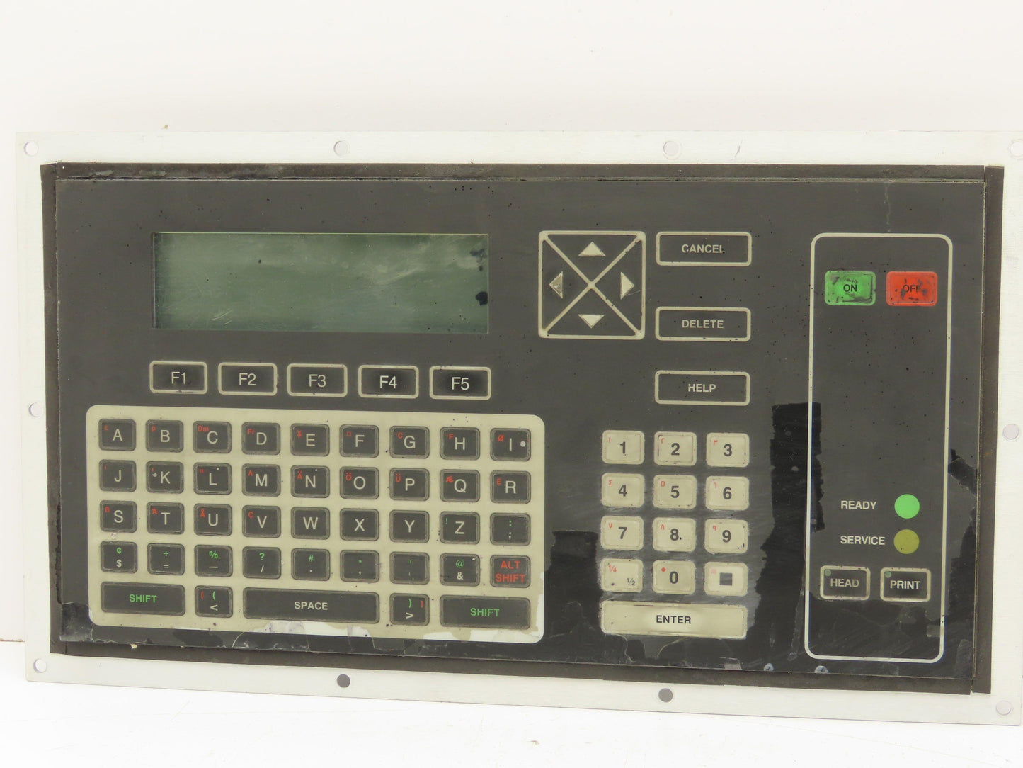 VideoJet Excel Ink Jet Printer Keyboard Interface Panel LCD Display