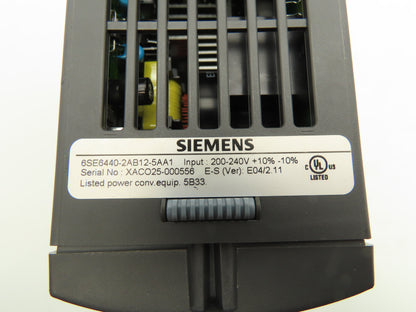 Siemens 6SE6440-2AB12-5AA1 Micromaster 440 VFD Drive Inverter 240V 0.25kW