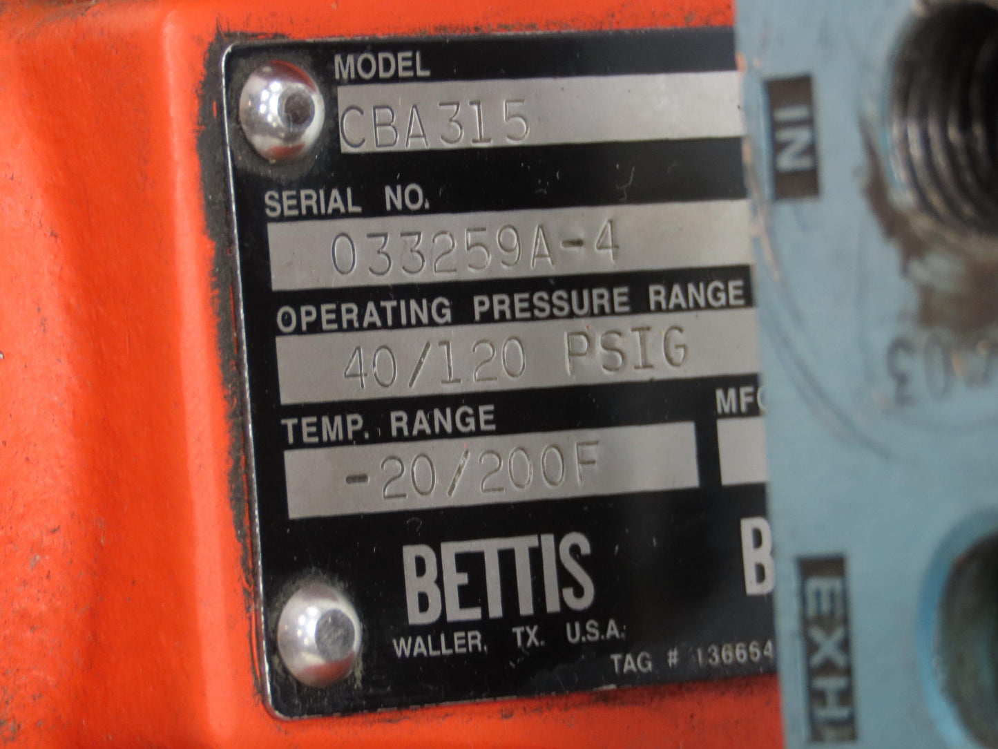 Bettis CBA315 Pneumatic Solenoid Actuated 5" Butterfly Valve 120psi 24VDC