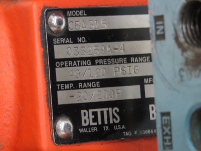 Bettis CBA315 Pneumatic Solenoid Actuated 5" Butterfly Valve 120psi 24VDC