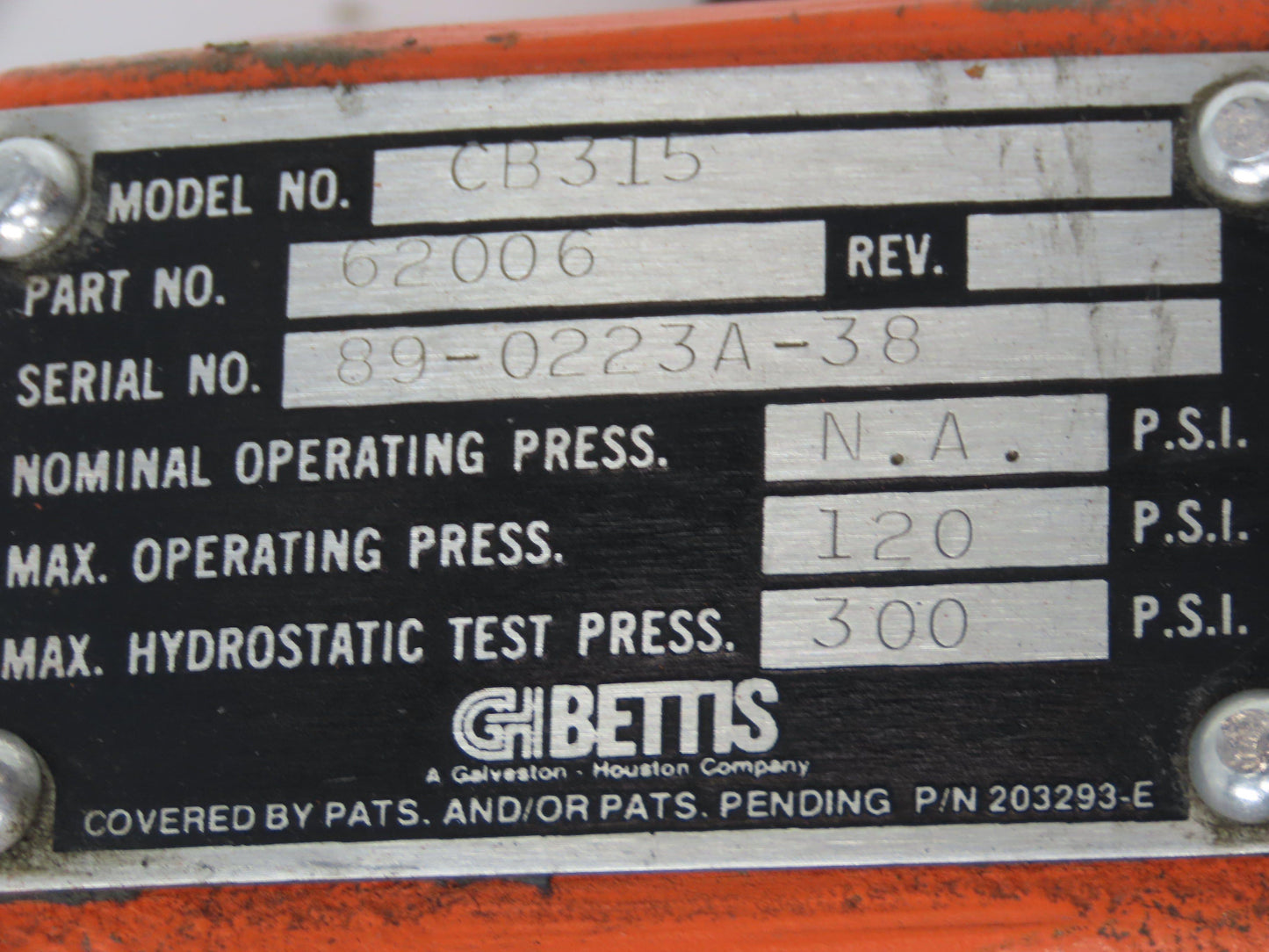 Bettis CB315 Pneumatic Solenoid Actuated 5" Butterfly Valve 120psi 120V