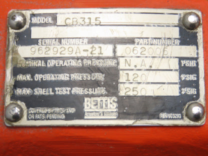 Bettis CB315 Pneumatic Solenoid Actuated 5" Butterfly Valve 120psi 120V