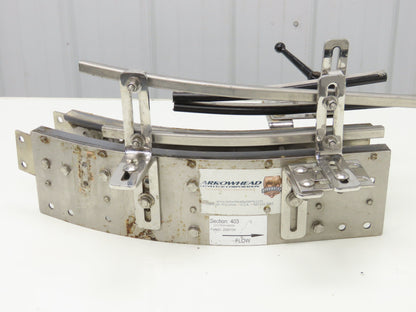 Arrowhead 3.25" Tabletop Belt Stainless Bottle Conveyor 45° Curve Section 21"L