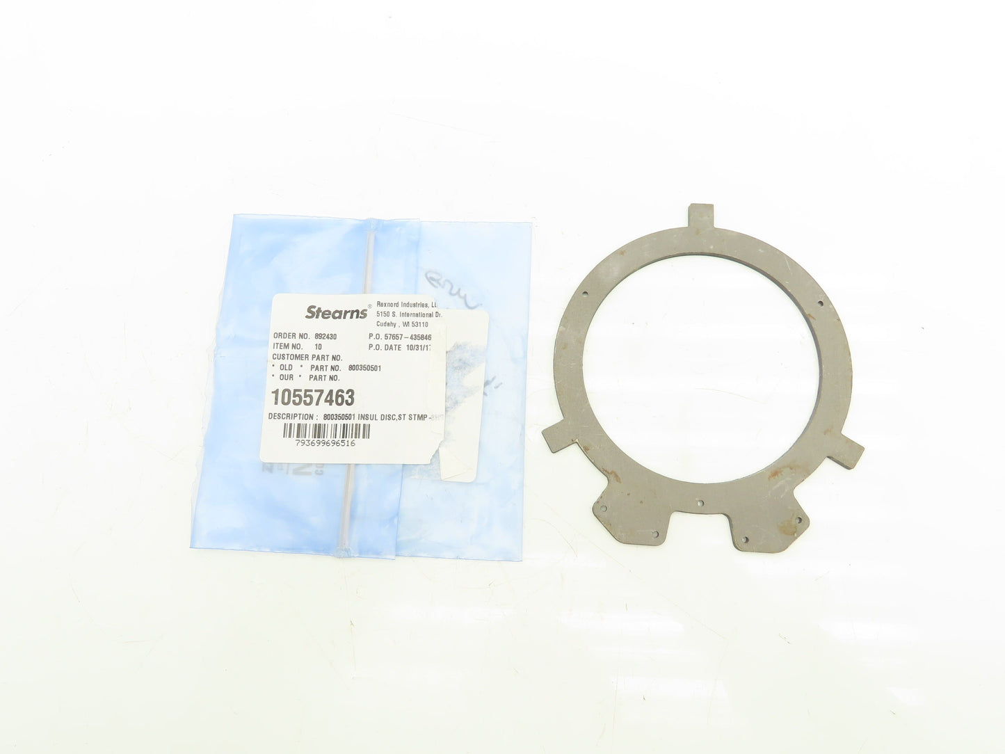 Sterns 10557463 800350501 Rexnord Brake Insul Disc St Stamp 892430