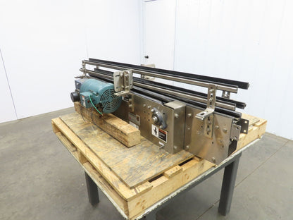 Arrowhead 3.25" Tabletop Stainless Bottle Conveyor 2-Belt Transfer 54" Drive 3PH