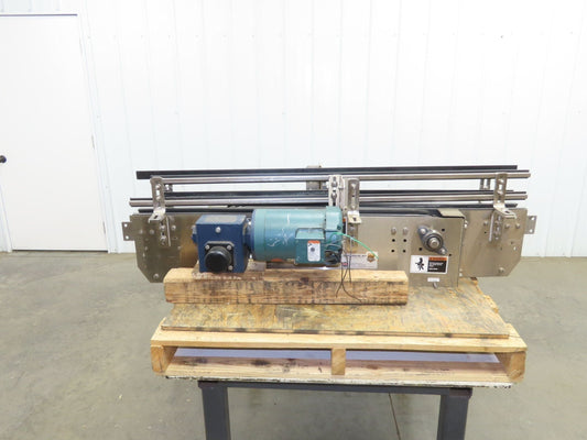 Arrowhead 3.25" Tabletop Stainless Bottle Conveyor 2-Belt Transfer 54" Drive 3PH