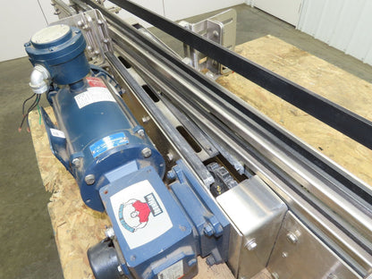 Arrowhead 3.25" Tabletop Stainless Bottle Conveyor 2-Belt Transfer 78" Drive 3PH