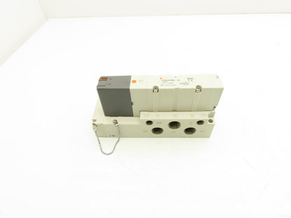 SMC VQC4100-5 5-Port Solenoid Valve Manifold 3/8" NPT