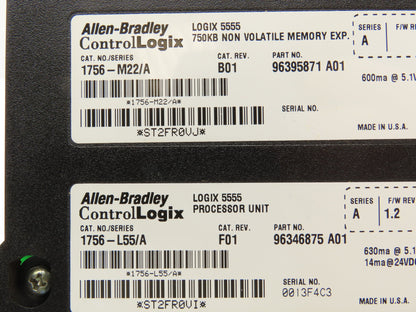 Allen Bradley 1756-L55 Control Logix 5555 Processor Unit 750KB M22 Memory