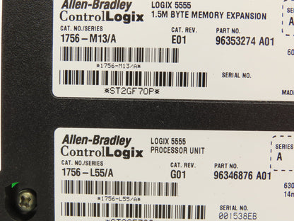 Allen Bradley 1756-L55 ControlLogix 5555 Processor Module M13 Memory 1.5M Byte