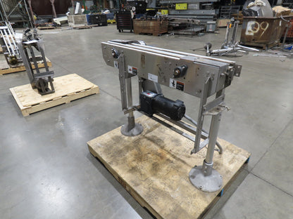 Arrowhead 3.25" Tabletop Stainless Bottle Conveyor 2-Belt Transfer 48" Drive 3PH