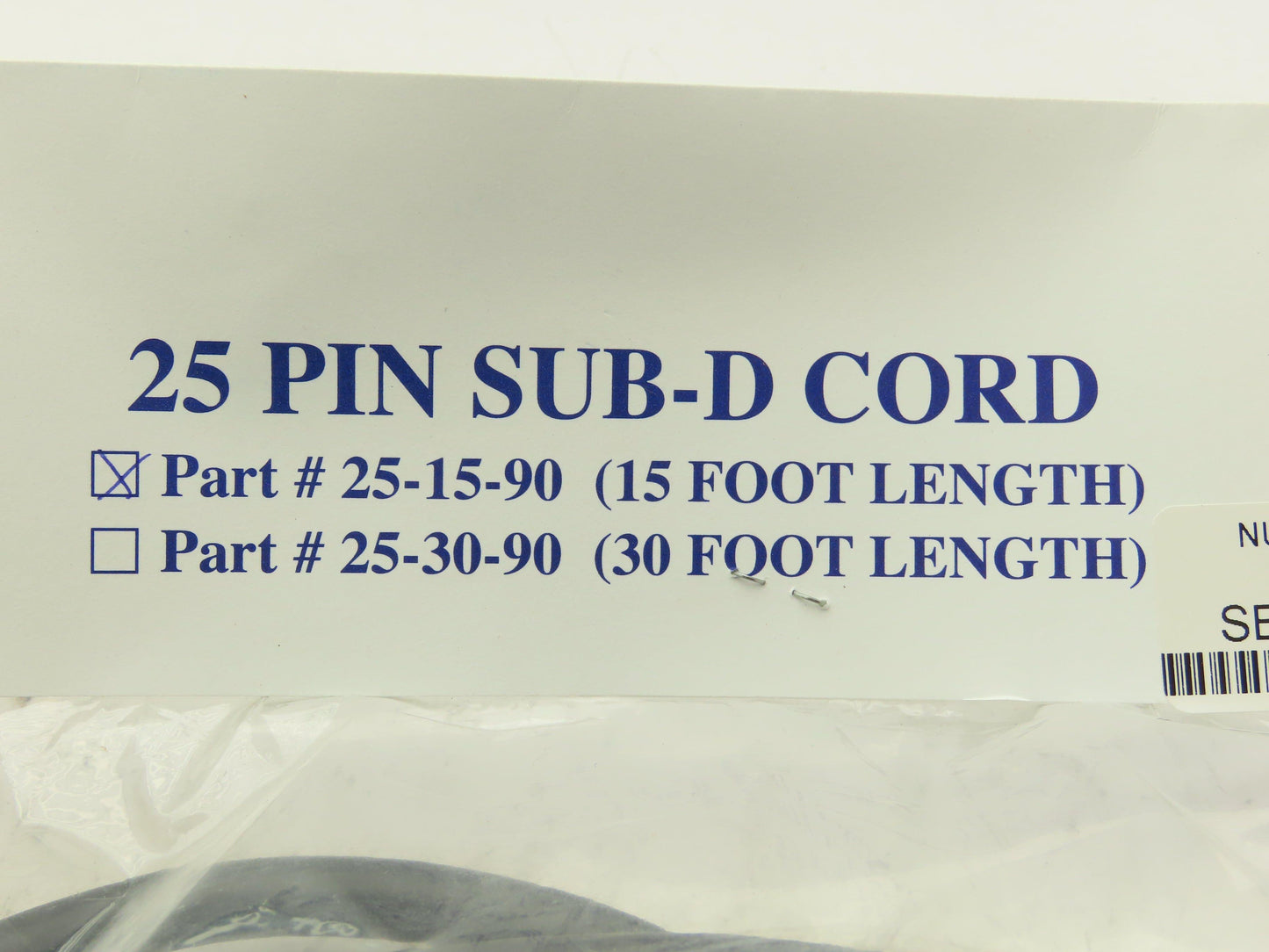 Numatics 25-15-90 Manifold Cordset 25-Pin Sub-D Female Elbow 15' Cord