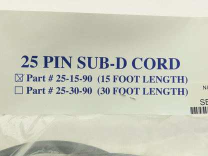Numatics 25-15-90 Manifold Cordset 25-Pin Sub-D Female Elbow 15' Cord