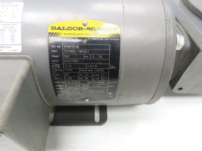 Baldor Reliance IDNM3538 Gearmotor .5Hp 460V 3PH 60:1 Reducer 29rpm LH 56C
