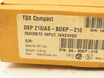Schneider DEP 216 AS-BDEP-216 Modicon TSX Compact Discrete 16 Channel 24V Input