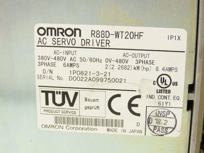 Omron R88D-WT20HF AC Servo Drive 480V 8.4A 2kW 3PH