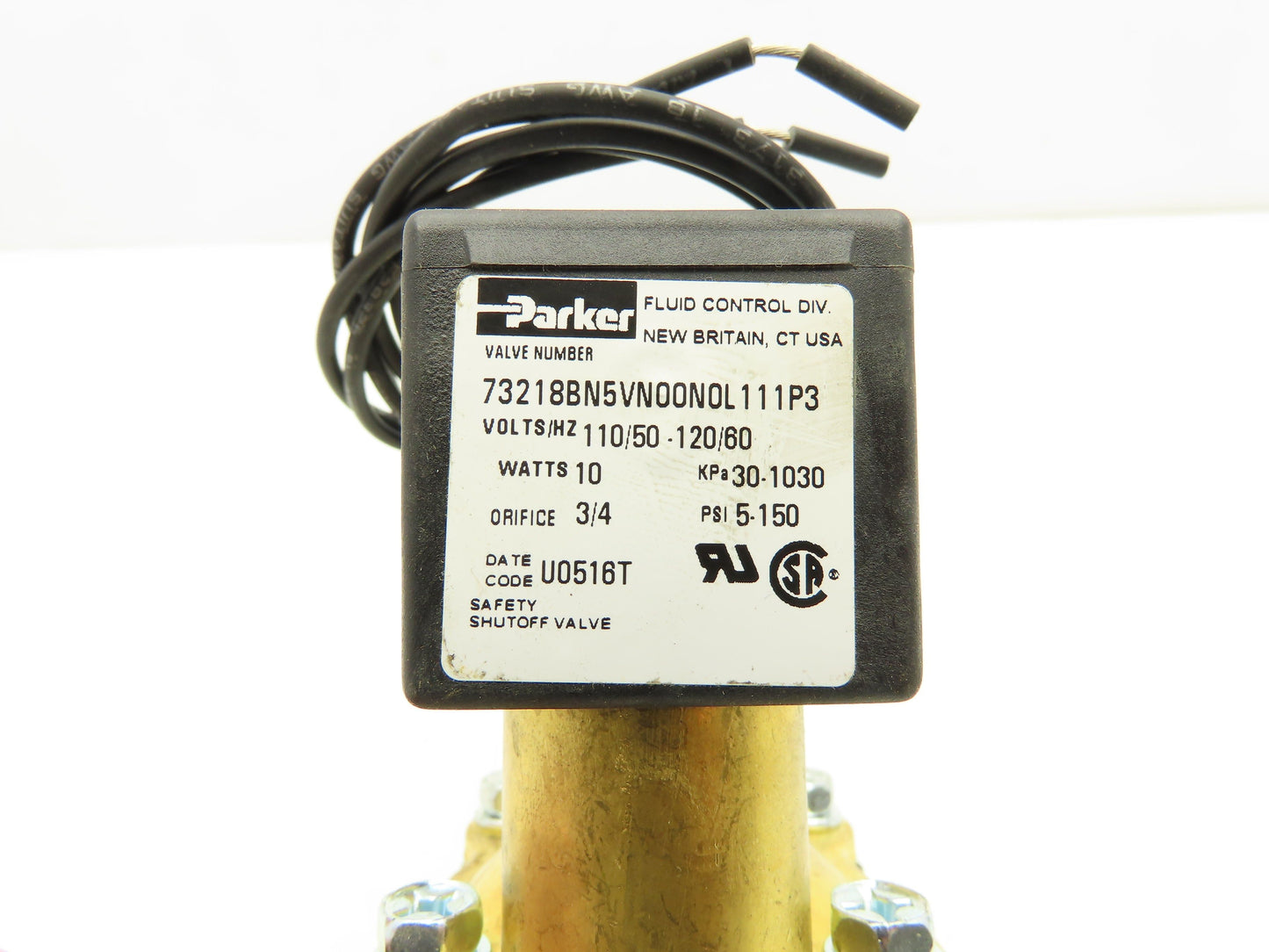 Parker 73218BN5VN00N0L111P3 Skinner 2-Way NC Solenoid Valve 3/4" NPT 120V
