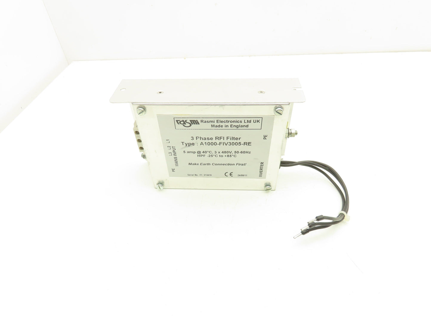 Rasmi A1000-FIV3005-RE RFI Power Line Filter 3PH 5A 480V