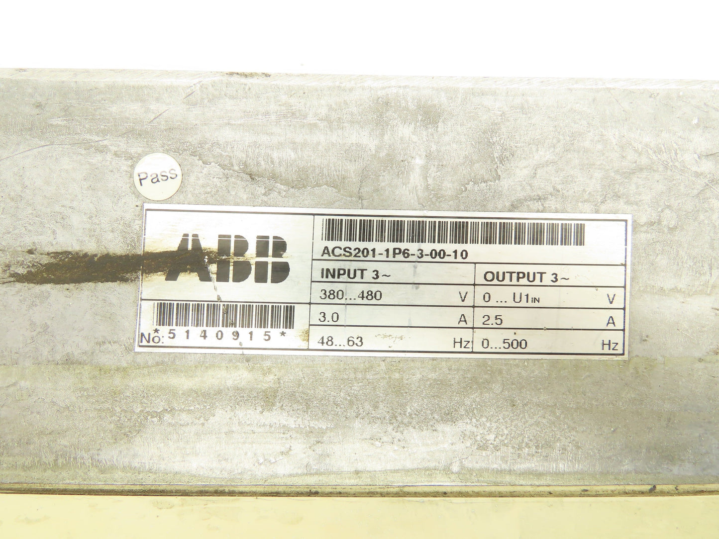 ABB ACS201-1P6-3-00-10 ACS 200 AC VFD Drive 1HP 480V 3PH Broken Cover